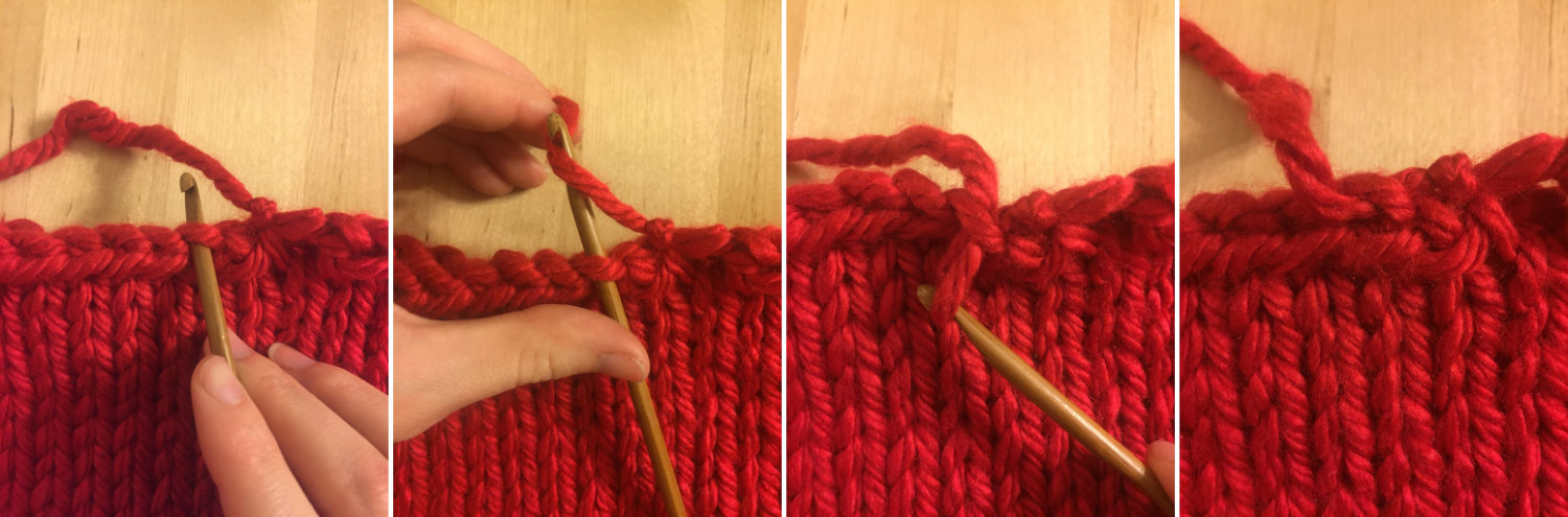 steps to weaving in long tail so you can cinch your work