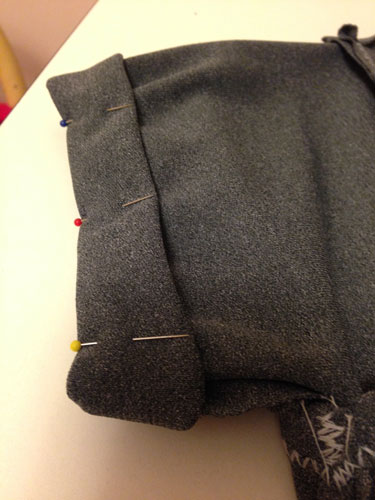 Pinning the sleeve cuffs